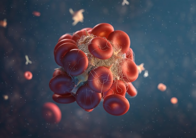 Red blood cells in the blood stream.