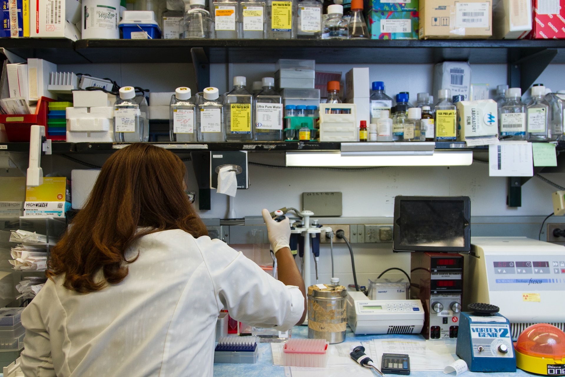 The image shows testing being done at a lab.